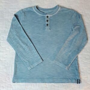 Gymboree Boy's Aqua Blue Slubbed Cotton Long Sleeved Henley, Size Medium (7-8)